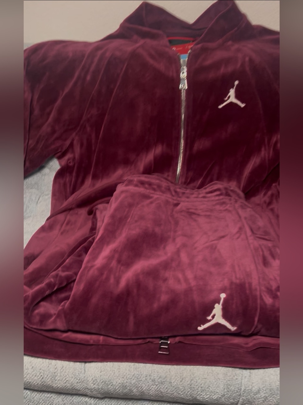 Jordan Rare Jordan Velour Tracksuit Jacket + Pants with White Jumpman
